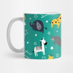 Sweet dreams little one zoo animals cute pattern sea green Mug